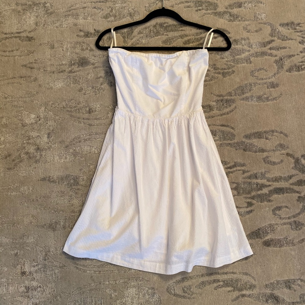 White Cotton Strapless Gap Dress